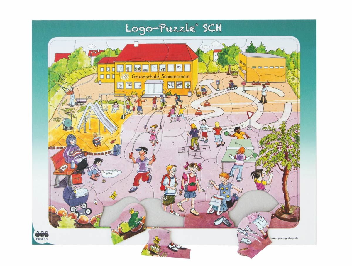 Logo-Puzzle SCH: Auf dem Schulhof