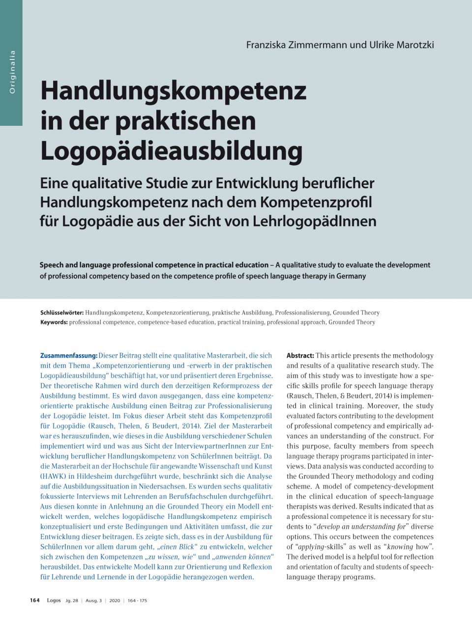 Handlungskompetenz in der praktischen Logopädieausbildung