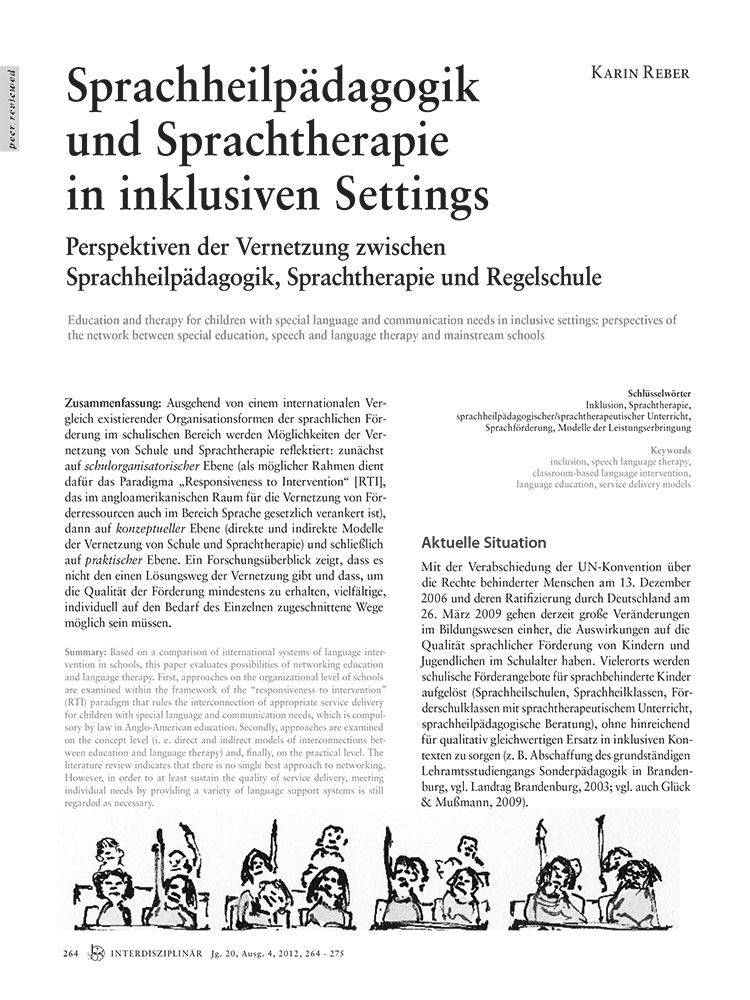 Sprachheilpädagogik und Sprachtherapie in inklusiven Settings