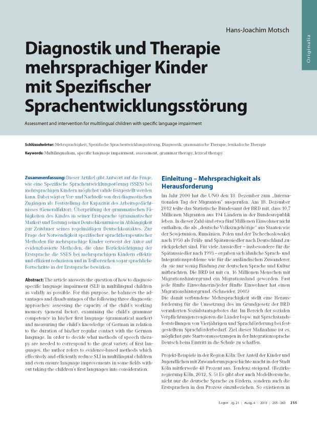 Diagnostik und Therapie mehrsprachiger Kinder mit Spezifischer Sprachentwicklungsstörung