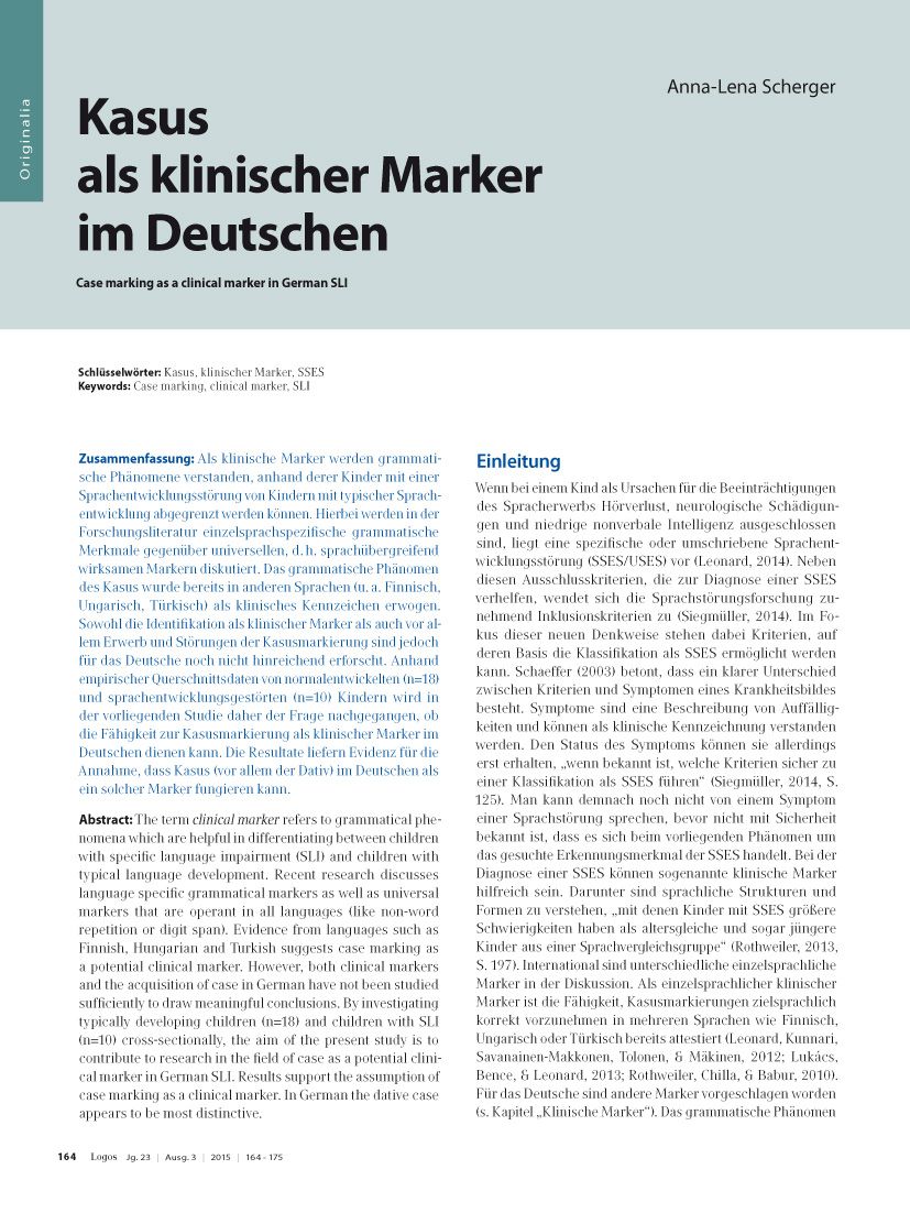 Kasus als klinischer Marker im Deutschen