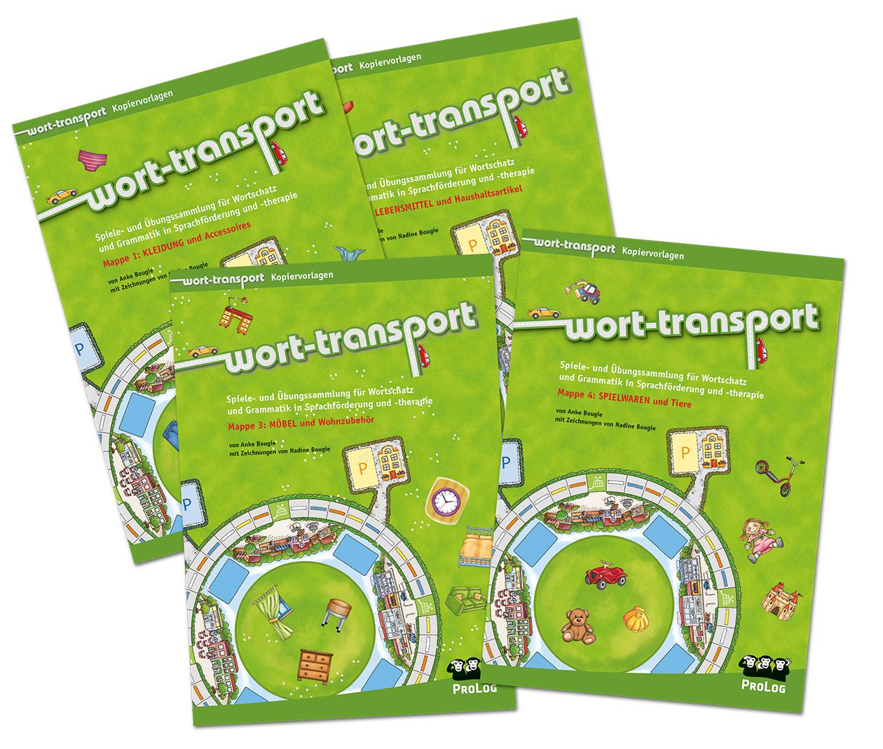 4 Wort-Transport-Mappen im Paket