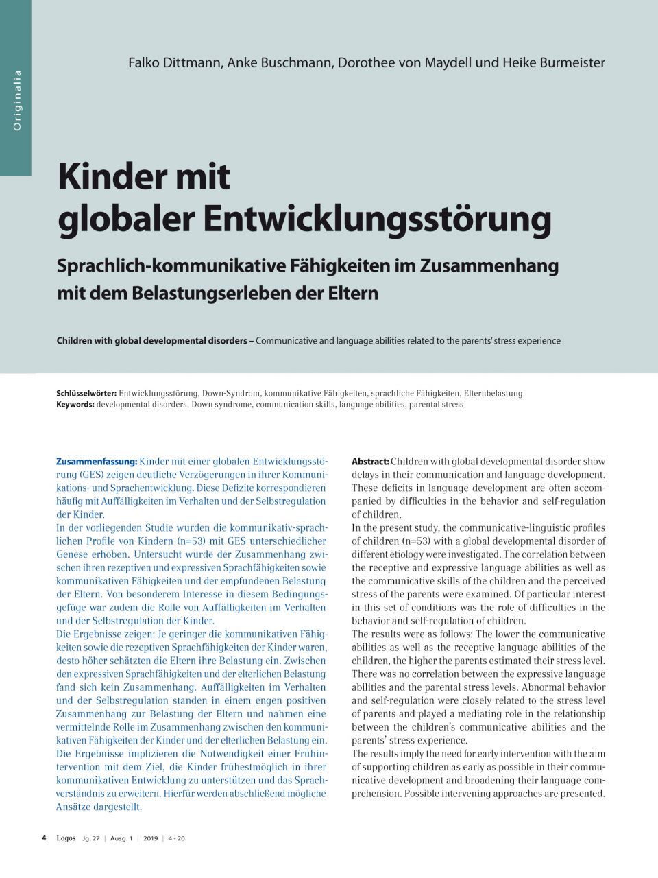 Kinder mit globaler Entwicklungsstörung