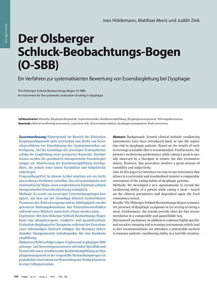 Der Olsberger Schluck-Beobachtungs-Bogen (O-SBB)