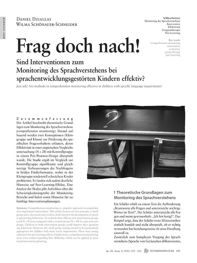 Frag doch nach! Sind Interventionen zum Monitoring des Sprachverstehens bei sprachentwicklungsgestörten Kindern effektiv?