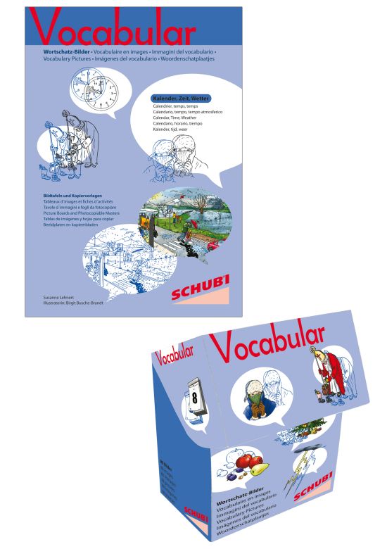 Vocabular Wortschatz-Bildbox & Kopiervorlage im Set: Kalender, Zeit, Wetter