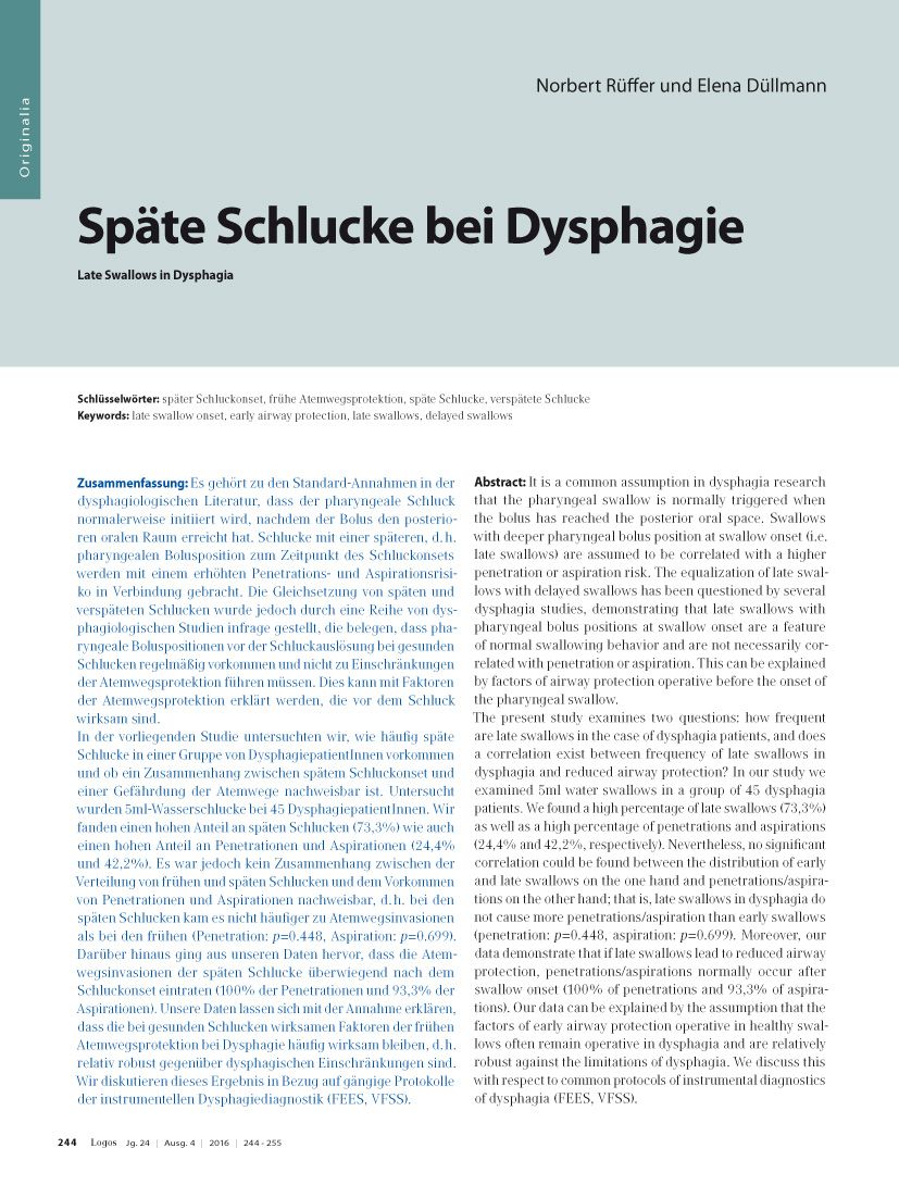 Späte Schlucke bei Dysphagie